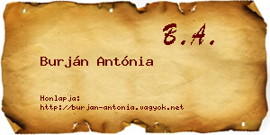 Burján Antónia névjegykártya